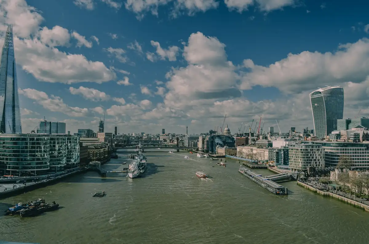 London skyline seen across the River Thames